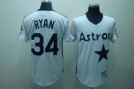 Mitchell and Ness Houston Astros #34 Nolan Ryan Stitched White Throwback MLB Jersey