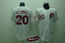 Mitchell and Ness Autographed MLB Philadelphia Phillies #20 Mike Schmidt White Red Strip Stitched Mitchell and Ness Autographed MLB Philadelphia Phillies #20 Mike Schmidt White Red Strip Stitched