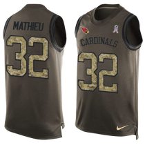 Nike Cardinals -32 Tyrann Mathieu Green Stitched NFL Limited Salute To Service Tank Top Jersey