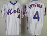 Mitchell and Ness New York Mets -4 Len Dykstra White Blue Strip Stitched MLB Jersey