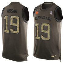 Nike Browns -19 Bernie Kosar Green Stitched NFL Limited Salute To Service Tank Top Jersey Nike Browns -19 Bernie Kosar Green Stitched NFL Limited Salute To Service Tank Top Jersey