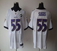 Nike Ravens -55 Terrell Suggs White With Art Patch Stitched NFL Elite Jersey