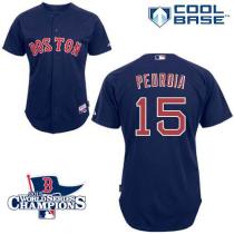 Boston Red Sox #15 Dustin Pedroia Dark Blue Cool Base 2013 World Series Champions Patch Stitched MLB Boston Red Sox #15 Dustin Pedroia Dark Blue Cool Base 2013 World Series Champions Patch Stitched MLB