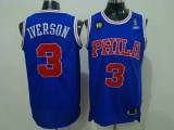 Philadelphia 76ers -3 Allen Iverson Blue Reebok 10TH Throwback Stitched NBA Jersey