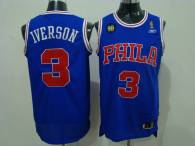 Philadelphia 76ers -3 Allen Iverson Blue Reebok 10TH Throwback Stitched NBA Jersey
