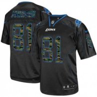 Nike Detroit Lions -81 Calvin Johnson Black NFL Elite Camo Fashion Jersey