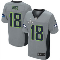 Seattle Seahawks Super Bowl XLVIII #18 Men‘s Sidney Rice Elite Grey Shadow Jersey