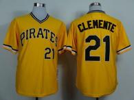 Mitchell and Ness 1971 Pittsburgh Pirates #21 Roberto Clemente Yellow Throwback Stitched MLB Jersey