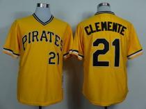 Mitchell and Ness 1971 Pittsburgh Pirates #21 Roberto Clemente Yellow Throwback Stitched MLB Jersey