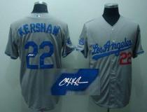 Los Angeles Dodgers -22 Clayton Kershaw Grey Cool Base Autographed Stitched MLB Jersey Los Angeles Dodgers -22 Clayton Kershaw Grey Cool Base Autographed Stitched MLB Jersey