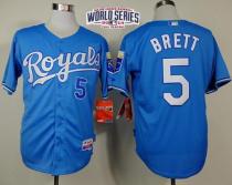 Kansas City Royals -5 George Brett Light Blue Alternate Cool Base W 2014 World Series Patch Stitched Kansas City Royals -5 George Brett Light Blue Alternate Cool Base W 2014 World Series Patch Stitched
