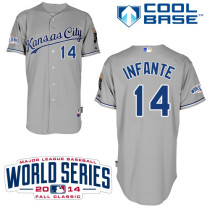 Kansas City Royals -14 Omar Infante Grey Cool Base W 2014 World Series Patch Stitched MLB Jersey Kansas City Royals -14 Omar Infante Grey Cool Base W 2014 World Series Patch Stitched MLB Jersey