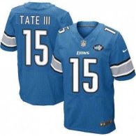 Nike Lions -15 Golden Tate III Blue Team Color With WCF Patch Jersey