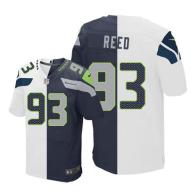 Nike Seahawks -93 Jarran Reed White Steel Blue Stitched NFL Elite Split Jersey