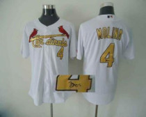 MLB St Louis Cardinals #4 Yadier Molina Stitched White Gold Autographed Jersey MLB St Louis Cardinals #4 Yadier Molina Stitched White Gold Autographed Jersey