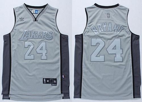 Los Angeles Lakers -24 Kobe Bryant Stitched Grey Anniversary Style NBA Jersey