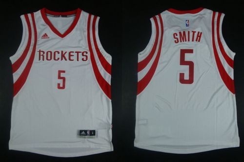 Revolution 30 Houston Rockets -5 Josh Smith White Road Stitched NBA Jersey
