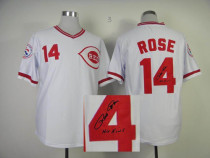 MLB Cincinnati Reds -14 Pete Rose Stitched White Autographed Jersey MLB Cincinnati Reds -14 Pete Rose Stitched White Autographed Jersey