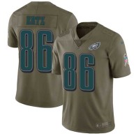 Nike Eagles -86 Zach Ertz Olive Stitched NFL Limited 2017 Salute To Service Jersey