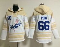 Los Angeles Dodgers -66 Yasiel Puig White Sawyer Hooded Sweatshirt MLB Hoodie