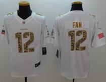 Nike Seahawks -12 Fan White Stitched NFL Limited Salute to Service Jersey