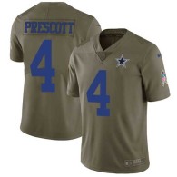 Nike Cowboys -4 Dak Prescott Olive Stitched NFL Limited 2017 Salute To Service Jersey