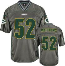 Nike Green Bay Packers #52 Clay Matthews Grey Men's Stitched NFL Elite Vapor Jersey
