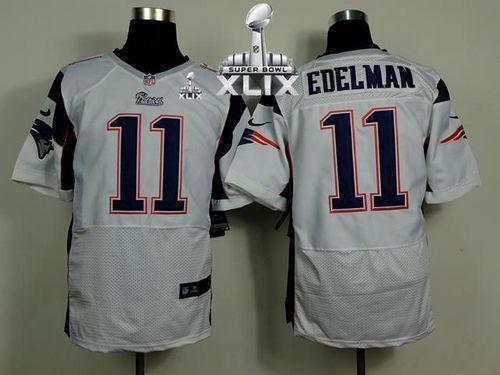 Nike New England Patriots -11 Julian Edelman White Super Bowl XLIX Mens Stitched NFL Elite Jersey