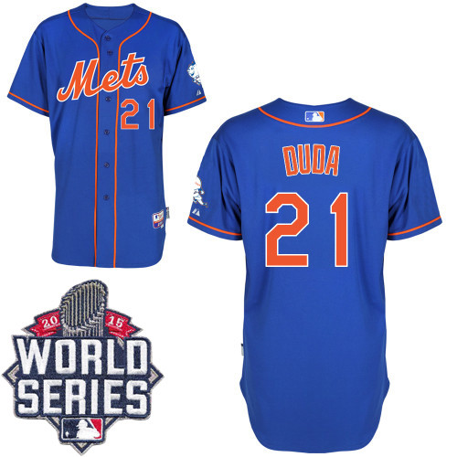 New York Mets -21 Lucas Duda Blue Alternate Home Cool Base W 2015 World Series Patch Stitched MLB Je