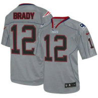Nike Patriots -12 Tom Brady Lights Out Grey Stitched NFL Elite Jersey
