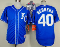 Kansas City Royals -40 Kelvin Herrera Light Blue Alternate 2 Cool Base W2015 World Series Patch Stit
