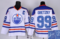 Autographed Edmonton Oilers Wayne Gretzky -99 Stitched White CCM Throwback NHL Jersey Autographed Edmonton Oilers Wayne Gretzky -99 Stitched White CCM Throwback NHL Jersey