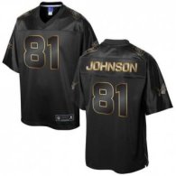 Nike Detroit Lions -81 Calvin Johnson Pro Line Black Gold Collection Stitched NFL Game Jersey
