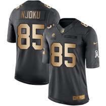 Nike Browns -85 David Njoku Black Stitched NFL Limited Gold Salute To Service Jersey Nike Browns -85 David Njoku Black Stitched NFL Limited Gold Salute To Service Jersey