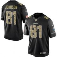Detroit Lions -81 Calvin Johnson Nike Black Salute To Service Jersey