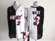 Miami Heat -3 Dwyane Wade Black White Split Fashion Stitched NBA Autographed Jersey Miami Heat -3 Dwyane Wade Black White Split Fashion Stitched NBA Autographed Jersey