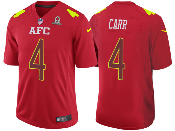 2017 PRO BOWL AFC DEREK CARR RED GAME JERSEY