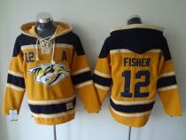 Nashville Predators -12 Mike Fisher Yellow Sawyer Hooded Sweatshirt Stitched NHL Jersey Nashville Predators -12 Mike Fisher Yellow Sawyer Hooded Sweatshirt Stitched NHL Jersey