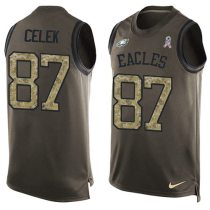 Nike Eagles -87 Brent Celek Green Stitched NFL Limited Salute To Service Tank Top Jersey Nike Eagles -87 Brent Celek Green Stitched NFL Limited Salute To Service Tank Top Jersey