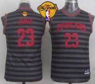 Cleveland Cavaliers #23 LeBron James Black Grey Groove The Finals Patch Stitched Youth NBA Jersey