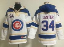 Chicago Cubs -34 Jon Lester White Sawyer Hooded Sweatshirt MLB Hoodie