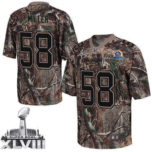 Nike Denver Broncos #58 Von Miller Camo With Hall of Fame 50th Patch Super Bowl XLVIII Men's Stitche