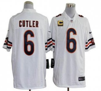 Nike Bears -6 Jay Cutler White With C Patch Stitched NFL Game Jersey