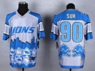 Nike Detroit Lions -90 Ndamukong Suh Blue NFL Elite Noble Fashion Jersey