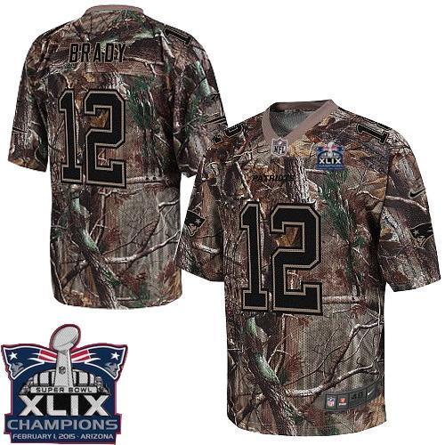 Nike New England Patriots -12 Tom Brady Camo Super Bowl XLIX Champions Patch Mens Stitched NFL Realt