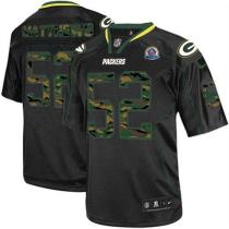 Nike Green Bay Packers #52 Clay Matthews Black With Hall of Fame 50th Patch Men's Stitched NFL Elite