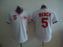 Mitchell and Ness Cincinnati Reds -5 Johnny Bench Stitched White Throwback MLB Jersey Mitchell and Ness Cincinnati Reds -5 Johnny Bench Stitched White Throwback MLB Jersey