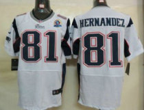Nike Patriots -81 Aaron Hernandez White With Hall of Fame 50th Patch Stitched NFL Elite Jersey Nike Patriots -81 Aaron Hernandez White With Hall of Fame 50th Patch Stitched NFL Elite Jersey