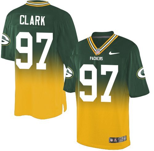Nike Packers -97 Kenny Clark Green Gold Stitched NFL Elite Fadeaway Fashion Jersey