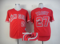 Autographed MLB Los Angeles Angels of Anaheim -27 Mike Trout Red Cool Base Stitched Jersey